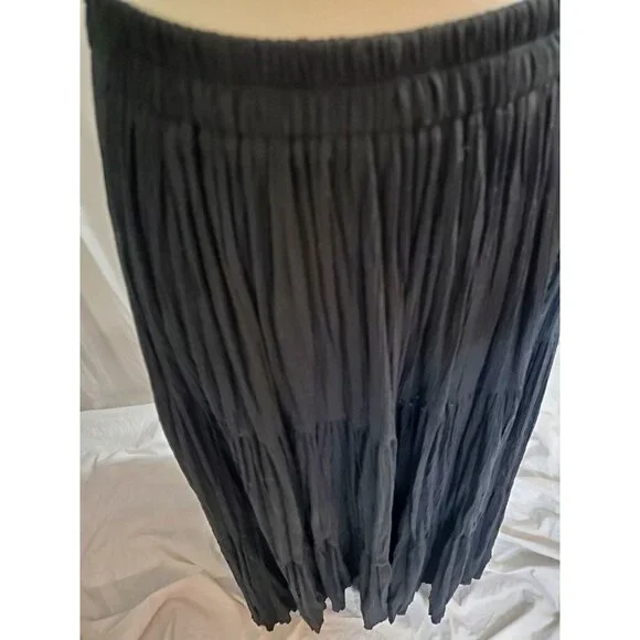 Vintage 90s Y2K Maxi Skirt One Size Black Ruffle Tiered Witchy Goth Whimsigoth - Picture 3 of 11